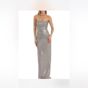 Glamorous Strapless Silver Gown